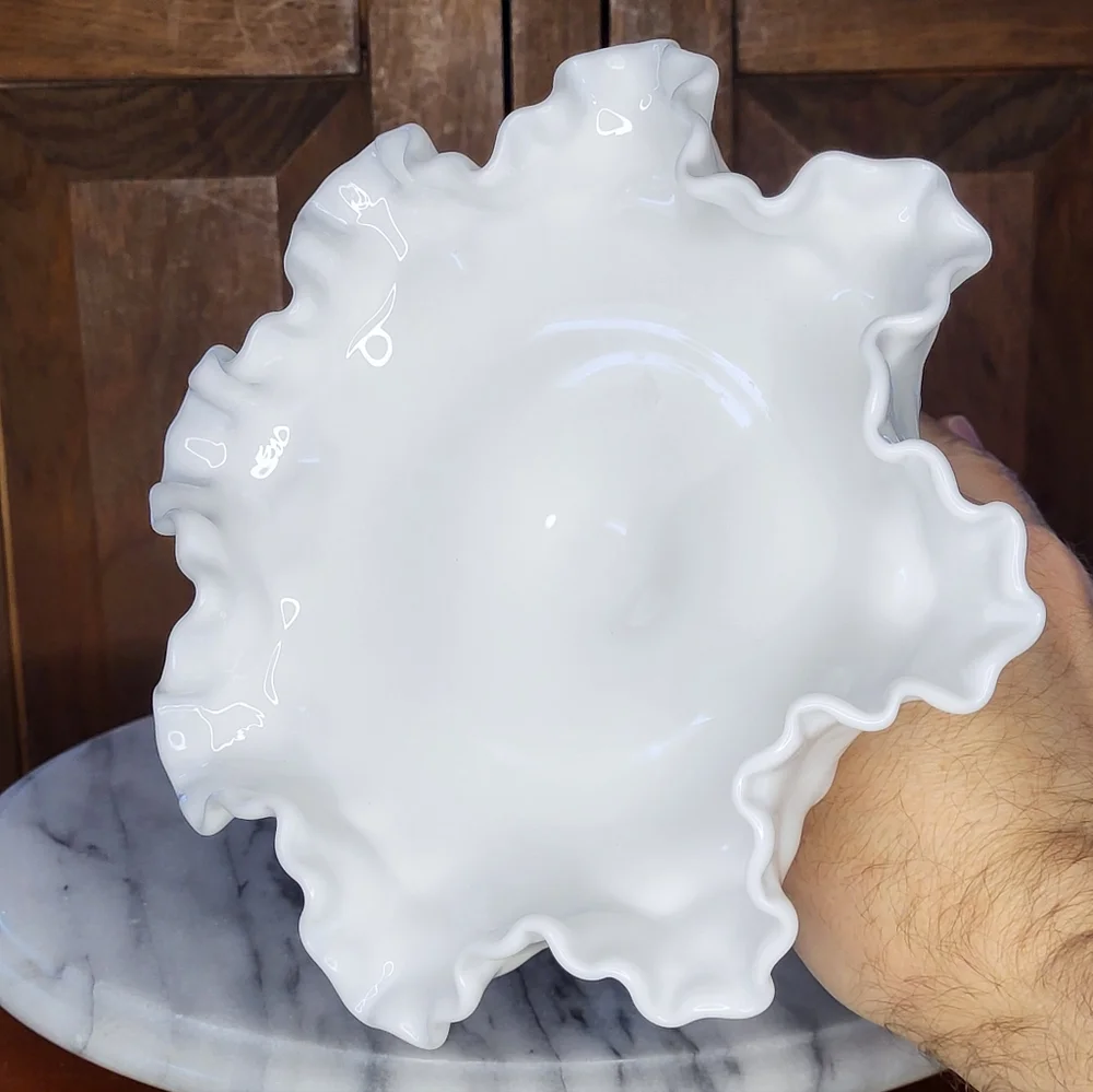 White Hobnail Milk Glass Pedestal Bowl - Picture 10 of 12